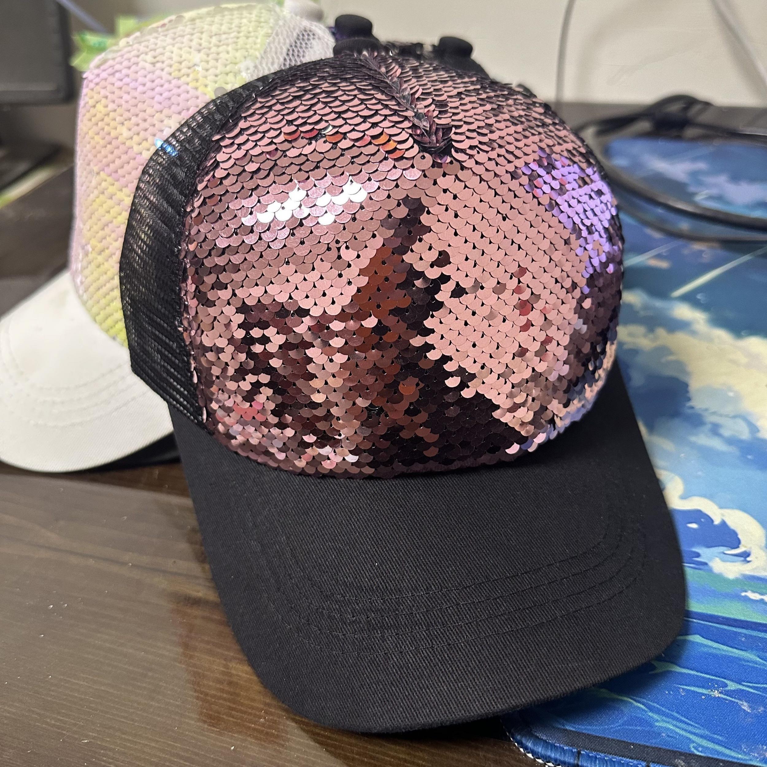 Sequins Baseball Caps Mesh Reflective Hats