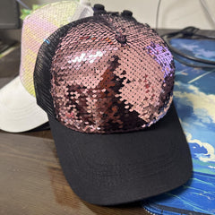 Sequins Baseball Caps Mesh Reflective Hats