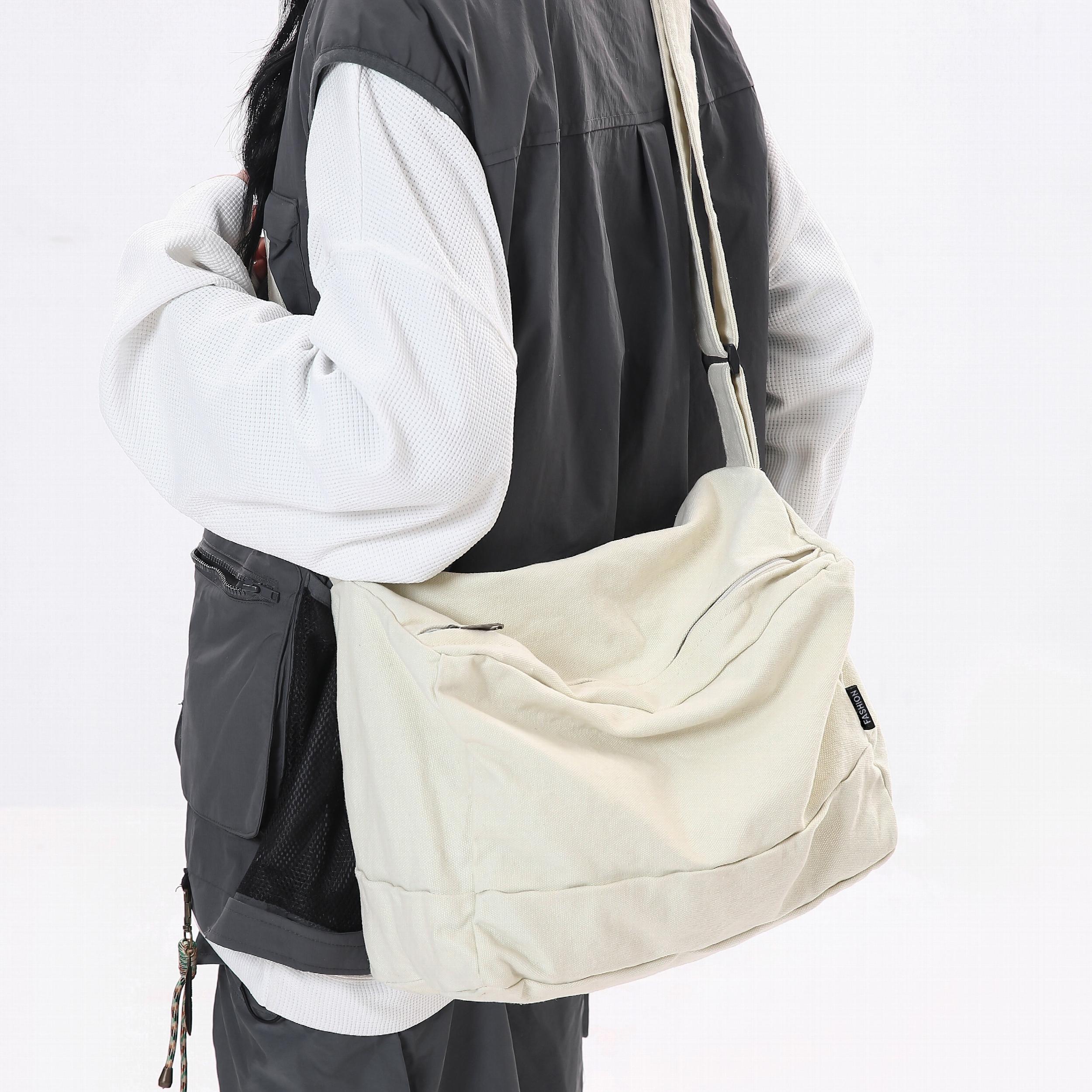 Canvas Crossbody Shoulder Bag Unisex Messenger Tote for Work School Travel