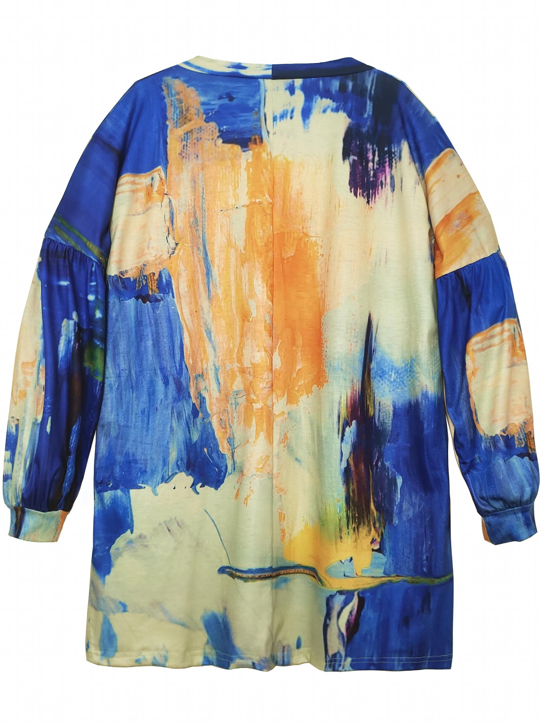 Women's Plus Tie Dye Long Sleeve Open Front Cardigan