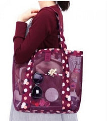Mesh Shoulder Shopping Bag for Women - Large Beach Bag