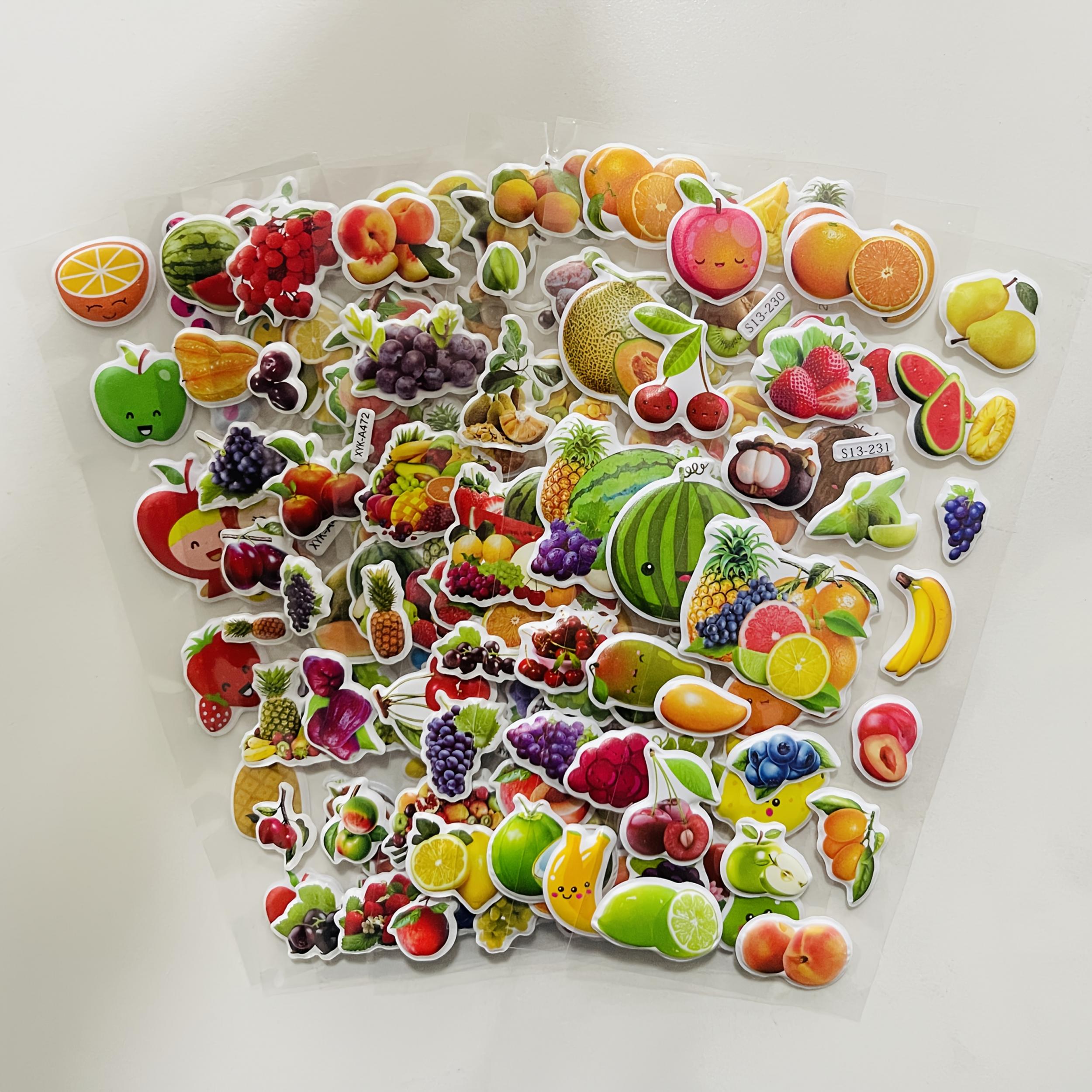 8 Sheets Cartoon Fruit Self Adhesive Stickers for Stationery Scrapbooking