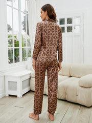 Letter Print Satin Sleep Set Long Sleeve Pajamas Women's Loungewear & Sleepwear