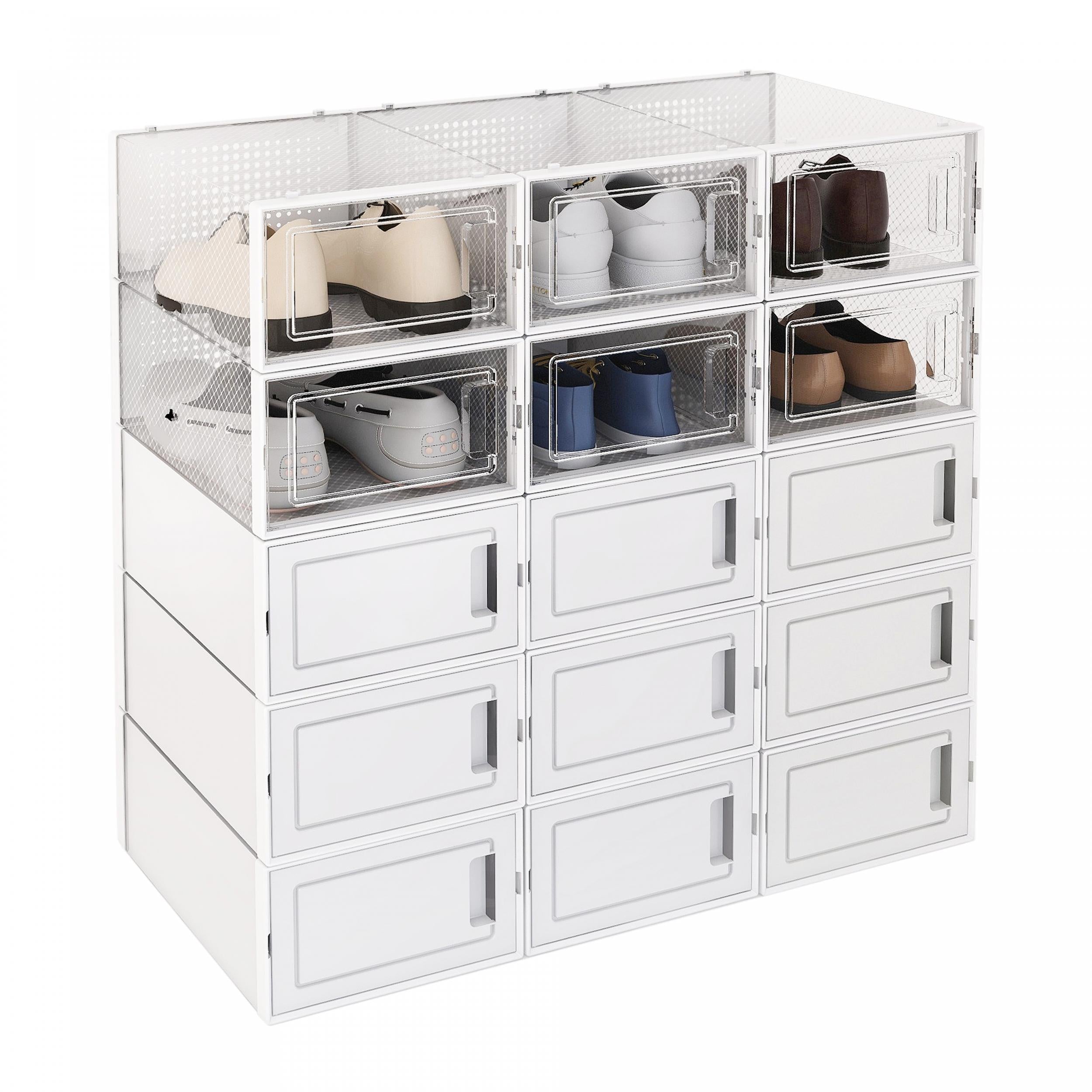 15pcs Plastic Folding Shoe Rack Box Shoe Storage Box Stackable Shoe Cabinet Draw