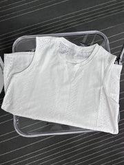 Eyelet Tank Top Sleeveless Crew Neck Summer Top