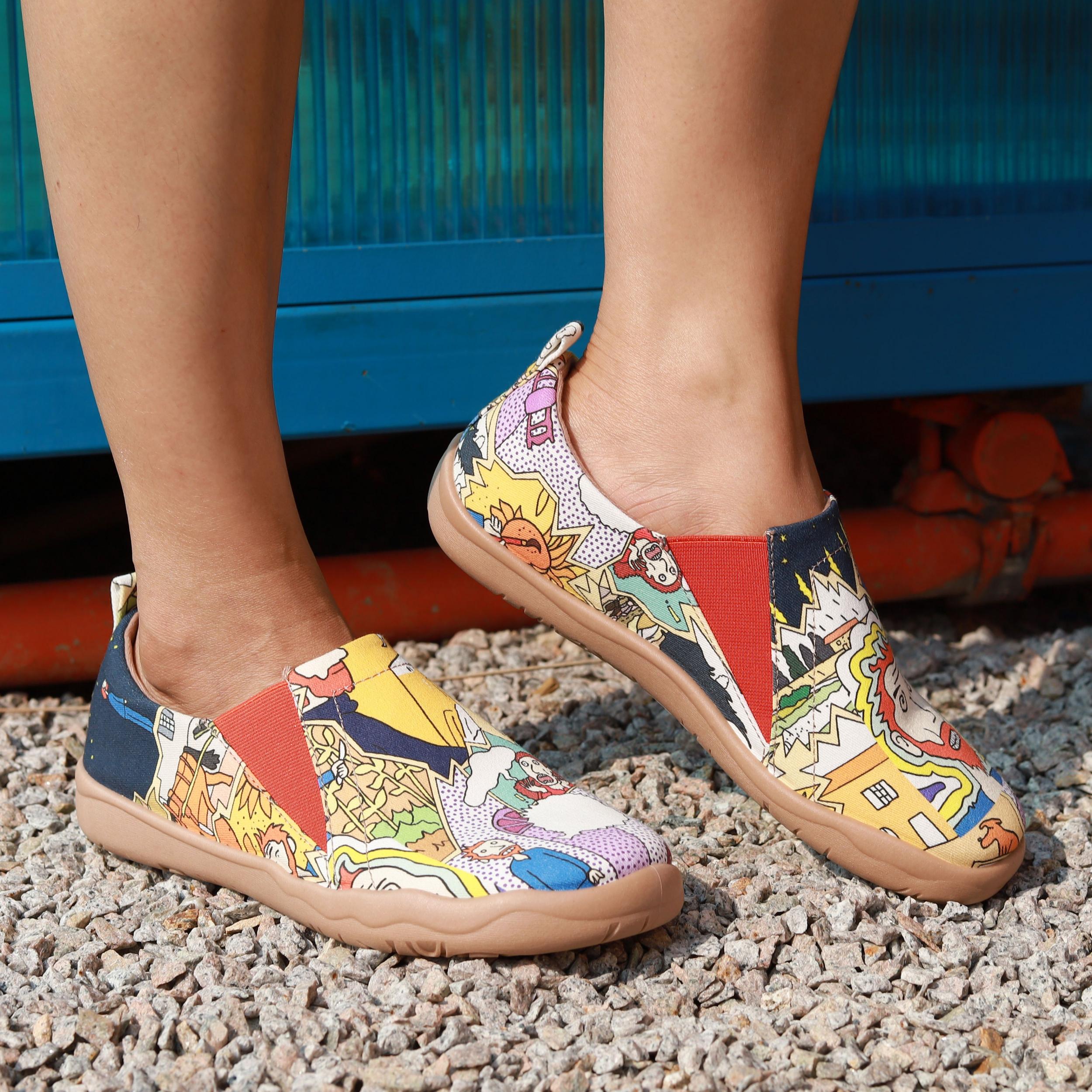 Women's Cartoon Pattern Flat Slip On Non slip Shoes Lightweight Casual Travel