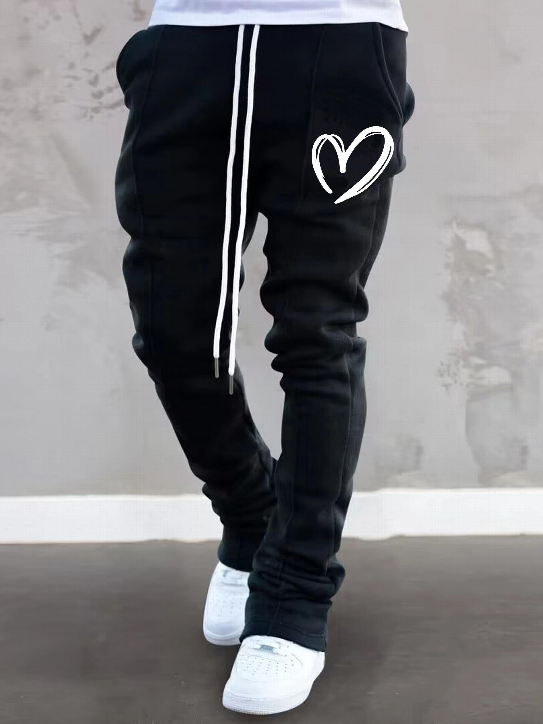 Men's V Print Flared Trousers Casual Hip Hop Pants