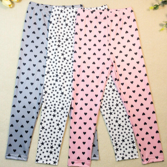 Girls Heart and Star Print Yoga Pants Slim Fit Leggings