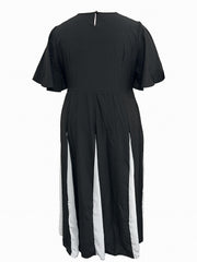 Colorblock Butterfly Sleeve Round Neck Maxi Dress