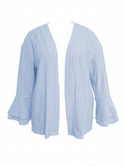  Solid Jacquard Bell Sleeve Cardigan