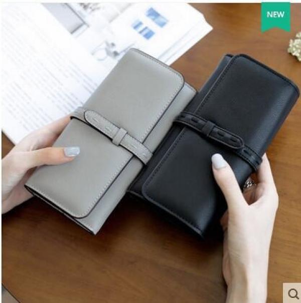 Women's Three-fold Wallet with Drawband Closure