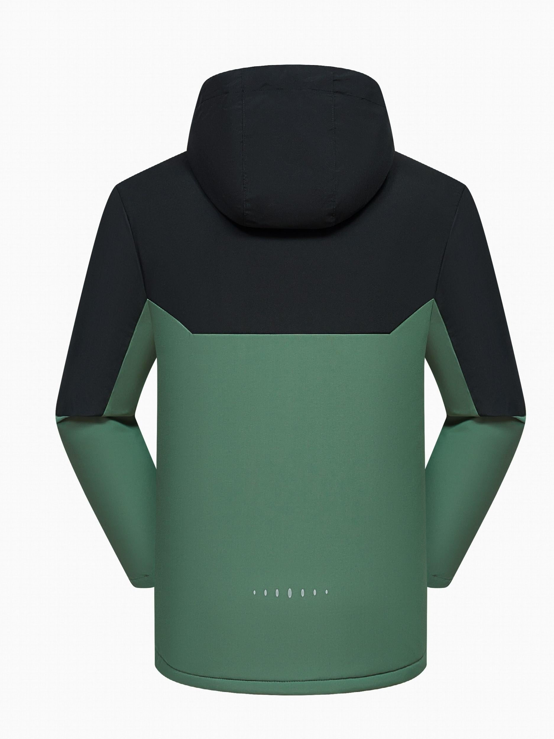  Colorblock Long Sleeve Zip Up Hooded Winter Jacket