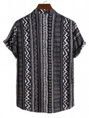 Men's Bohemian Style Ethnic Lapel Short Sleeve Button Up Shirt