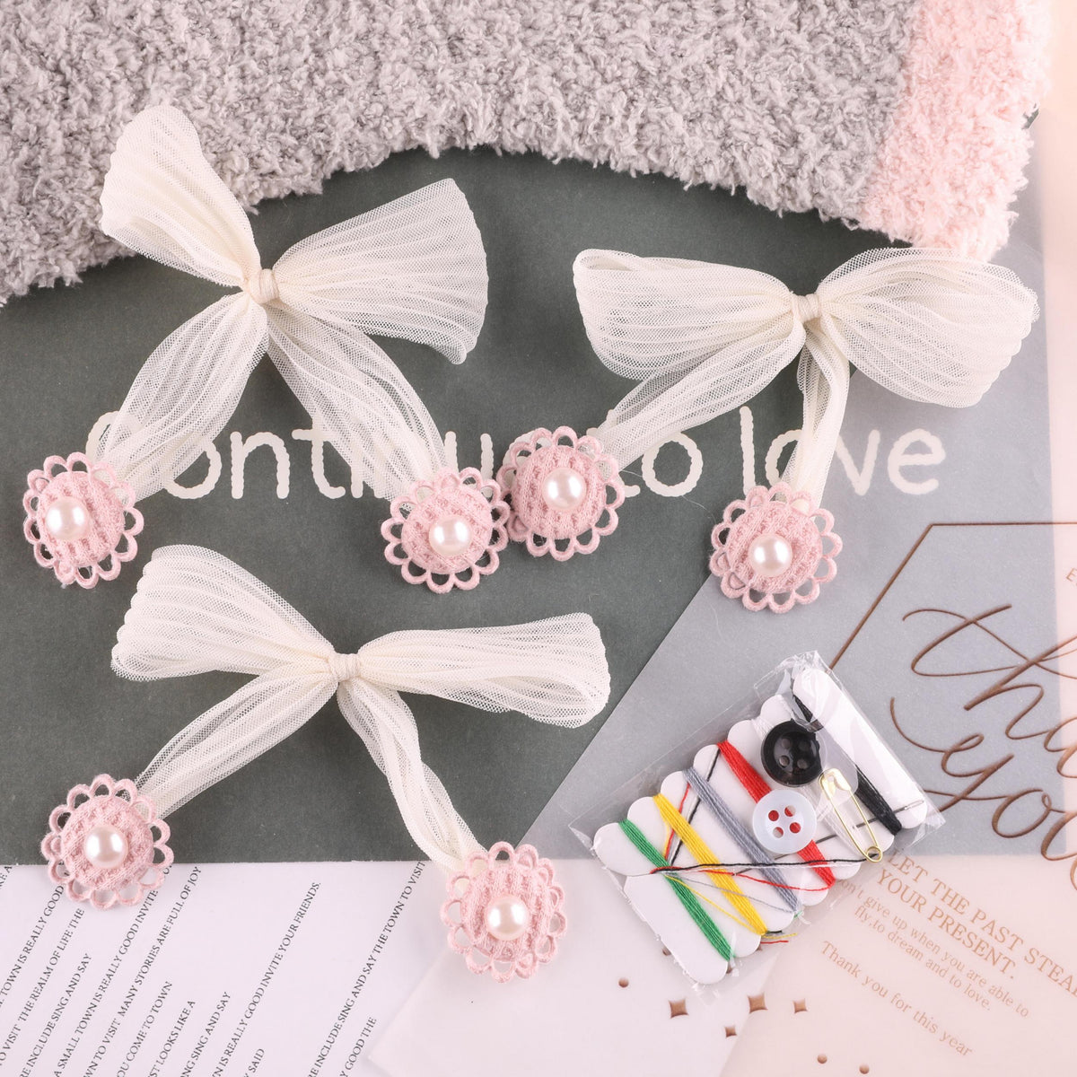 4pcs Plush Bow Hair Accessories Patches For Girls Clothing