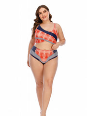  Colorblock Bikini Set Crop Tank Top & Underwear Swimsuit