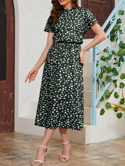 Vintage Short Sleeve Midi Dress for Spring & Summer