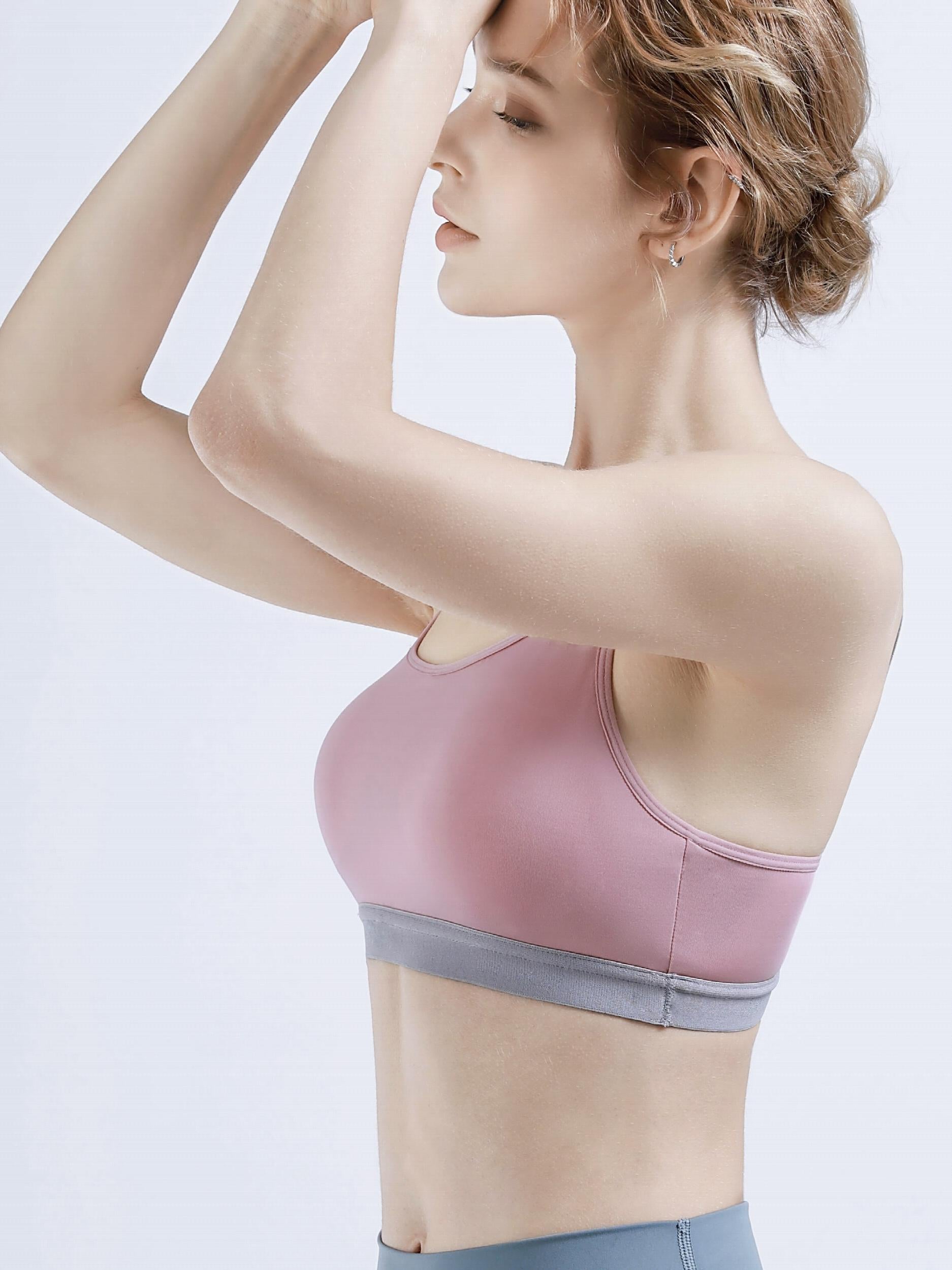 Wide Straps Contrast Tank Sports Bra High Stretch Intimates Bra