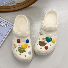 Women's Cartoon Decor Clogs Slip On Round Toe Thick Bottom Slides Shoes