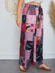  Boho Pants Women's Elastic Drawstring Wide Leg Trousers