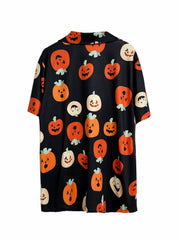  Halloween Pumpkin Pajama Set Short Sleeve Button Up