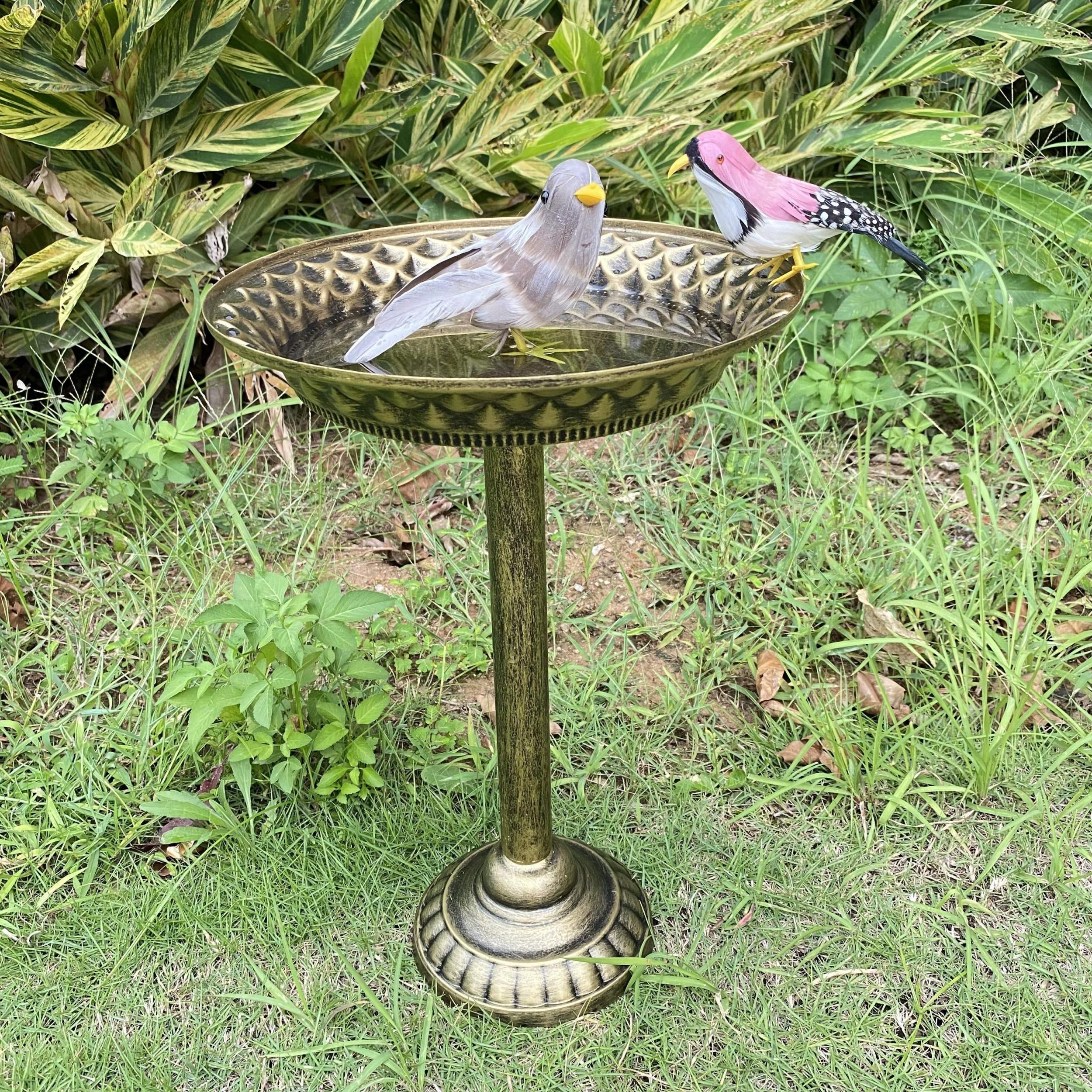 Bird Bath with Metal Stake Stand for Garden