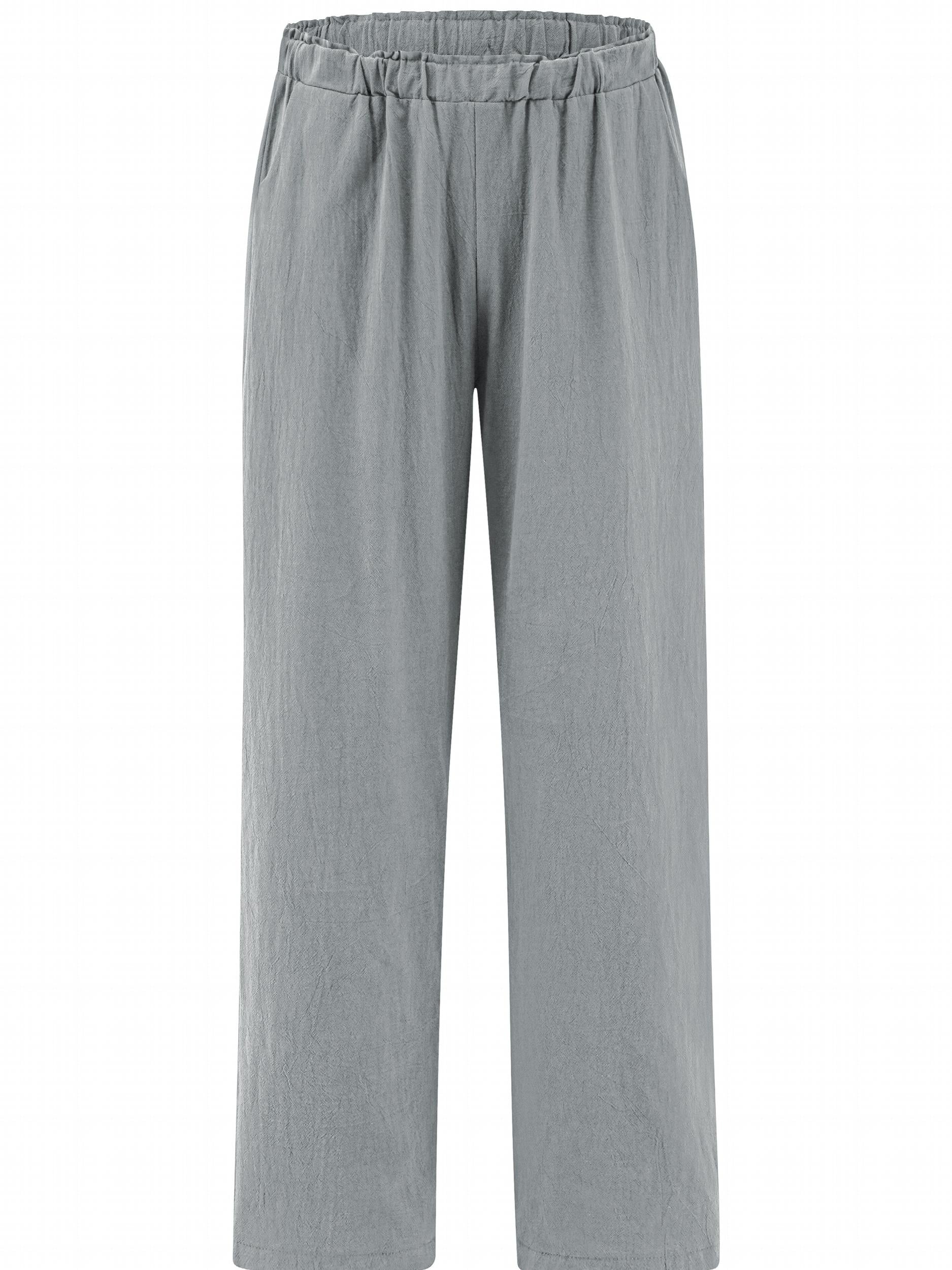 Women's Plus Solid High Rise Straight Leg Pants With Pockets
