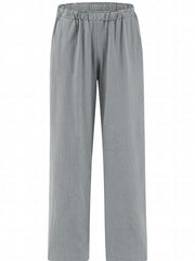 Women's Plus Solid High Rise Straight Leg Pants With Pockets