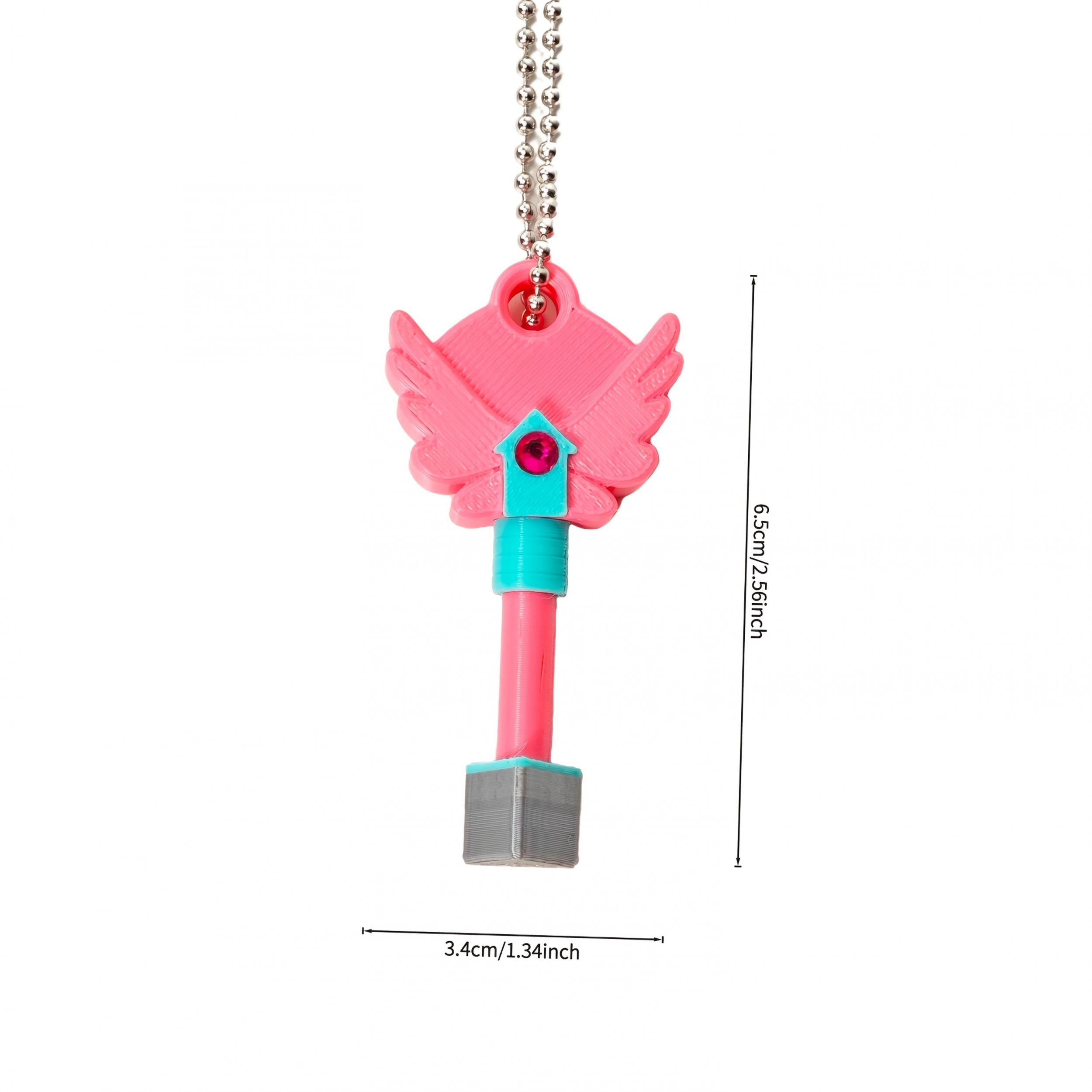 3D Printed Squid Keychain Necklace Whimsical Mixed Colors Pink Orange Yellow