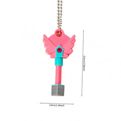 3D Printed Squid Keychain Necklace Whimsical Mixed Colors Pink Orange Yellow
