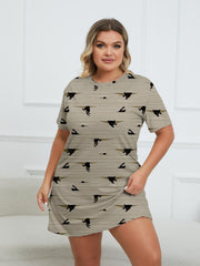  Cat & Stripe Print Tee Nightdress