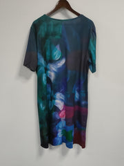 Floral Print Short Sleeve Dress With Pockets