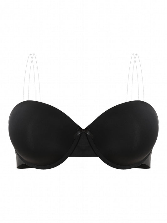 Solid Knot Front Strapless Bra Women's Plus Size