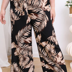  Tropical Print High Rise Wide Leg Pants