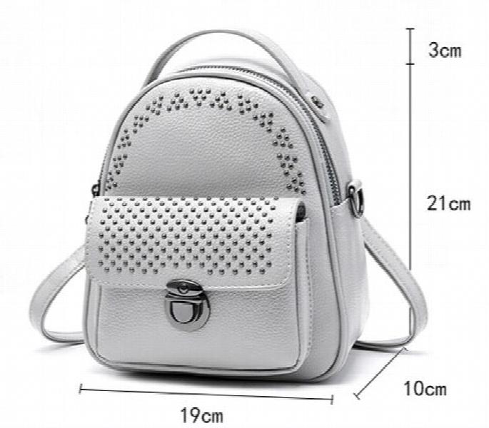 Summer Mini Rivets Backpack Gray Daypack Small Back Bag Woman