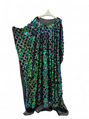 Women's Plus Glitter Sequin Batwing Sleeve Maxi Dress