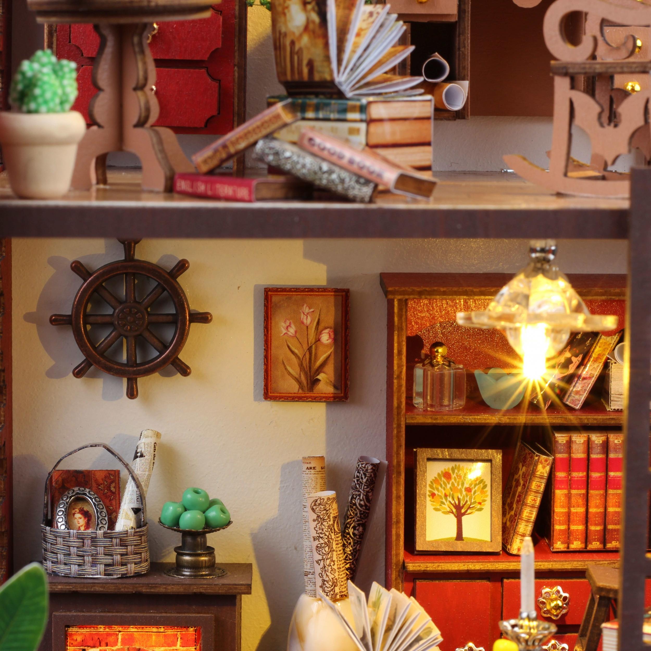 DIY Tiny House Kit Magic Book Store Crafts Gift For Adults Model Building