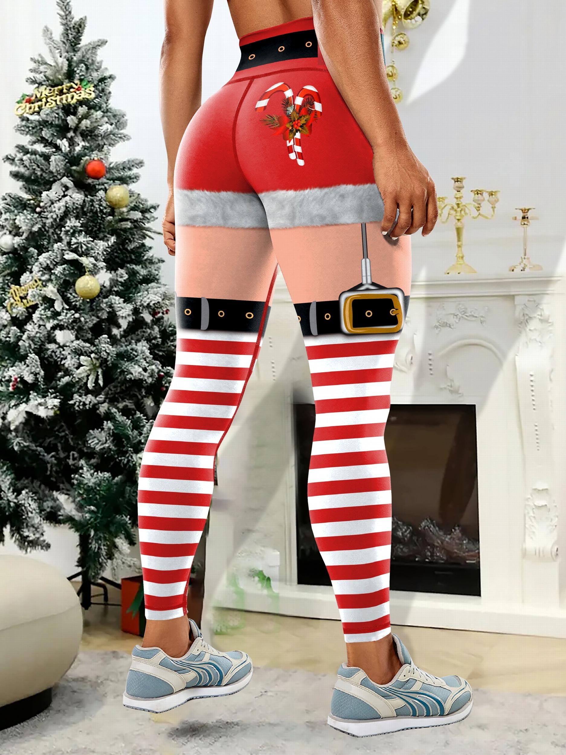 Christmas High Waist Yoga Pants Tummy Control Slimming Leggings