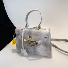 Pink Crossbody Bag with Lock, High-Quality Texture Handbag