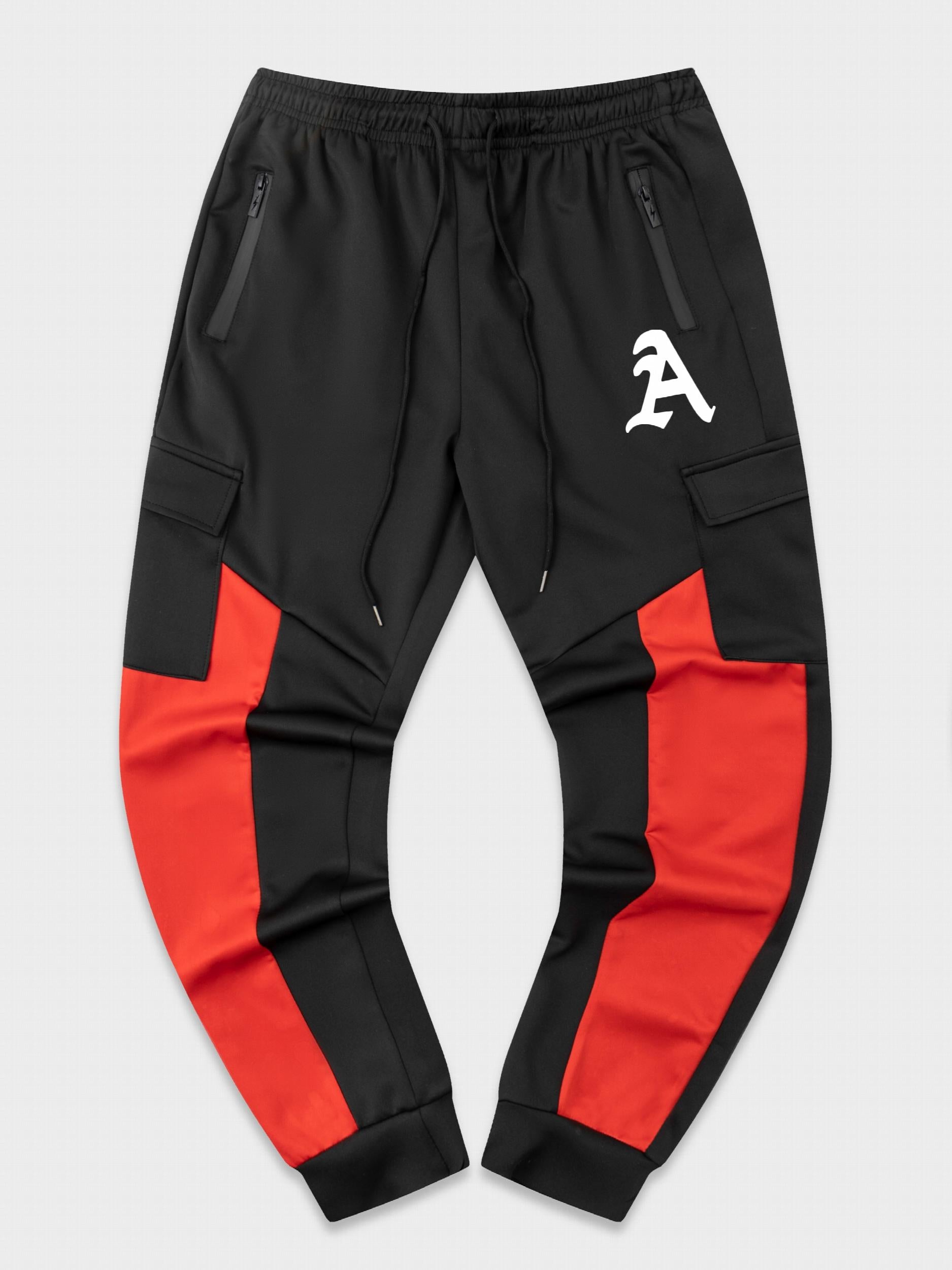 Men's Block Cargo Pants Flap Pocket Drawstring Jogger