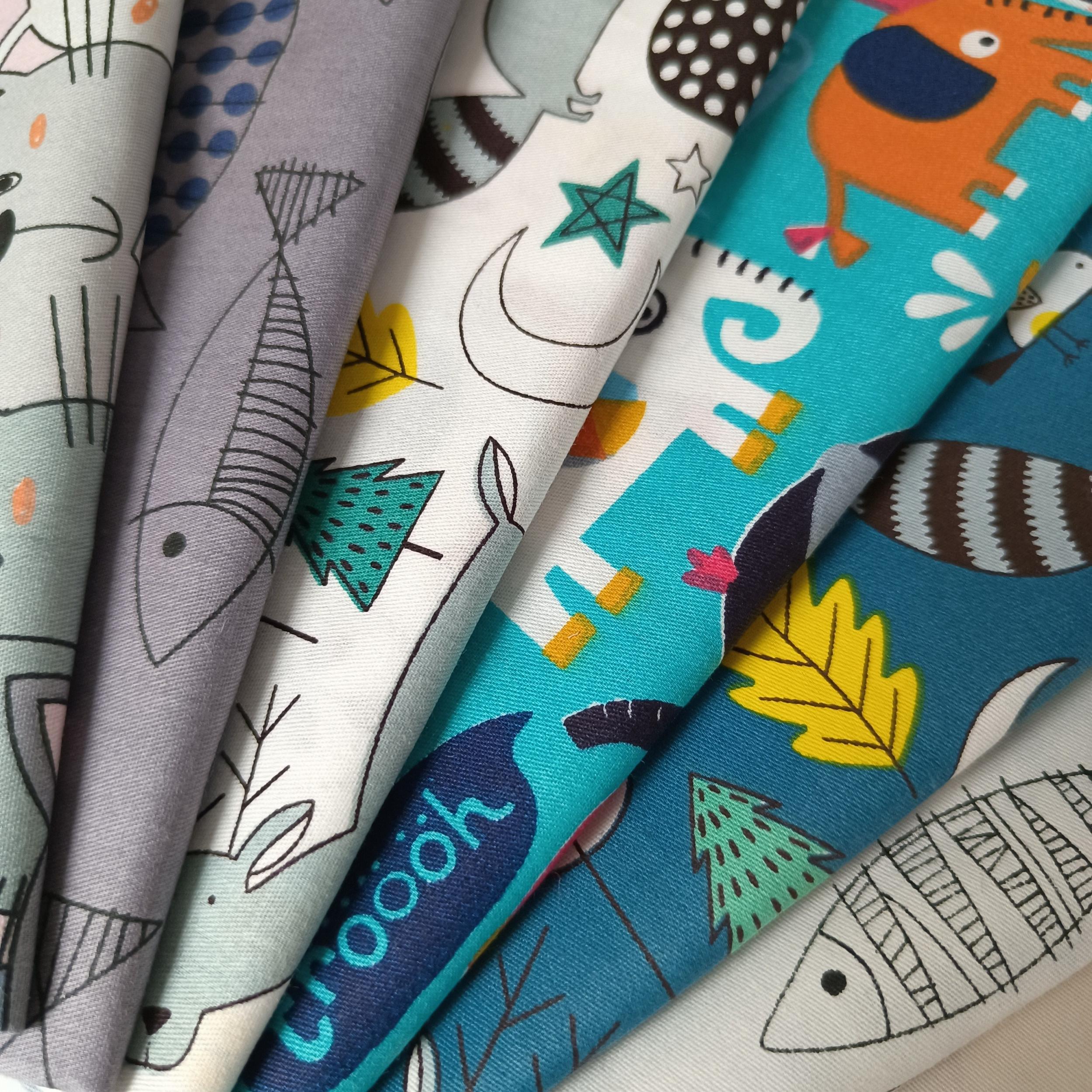 8pcs Cartoon Pattern Twill Cotton Fabric Precut DIY Sewing Bed Sheet Doll Cloth