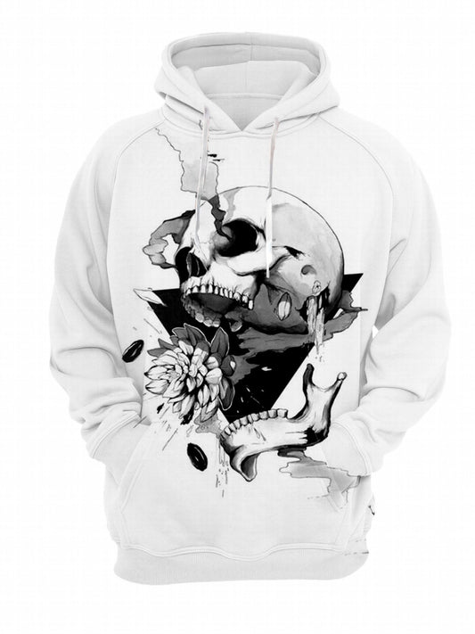 Men's Dark Skull Graphic Hoodie Active Slightly Stretch Breathable