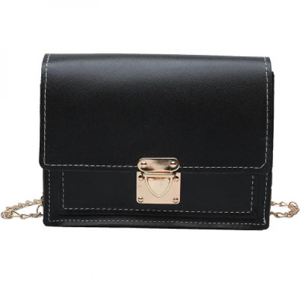Women's PU Leather Handbag Chain Lock Square Sling Shoulder Crossbody