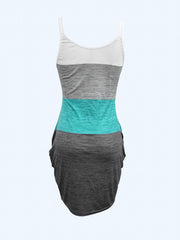 Colorblock Coconut Tree Print Plus Size Cami Dress With Pockets