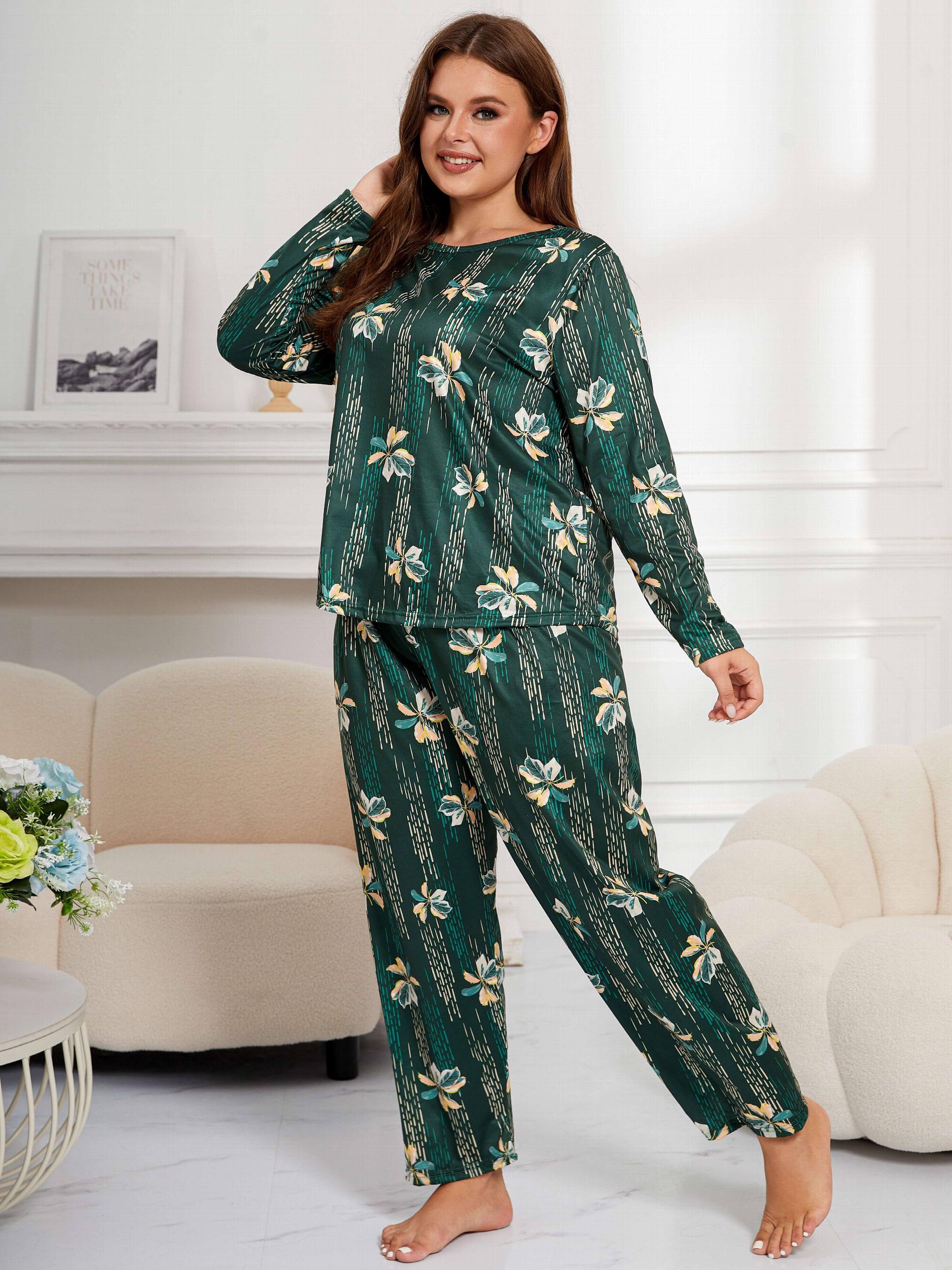  Retro Pajamas Set Women's Long Sleeve Round Neck