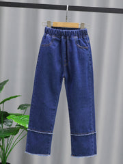 Girls Stitching Casual Style Jeans