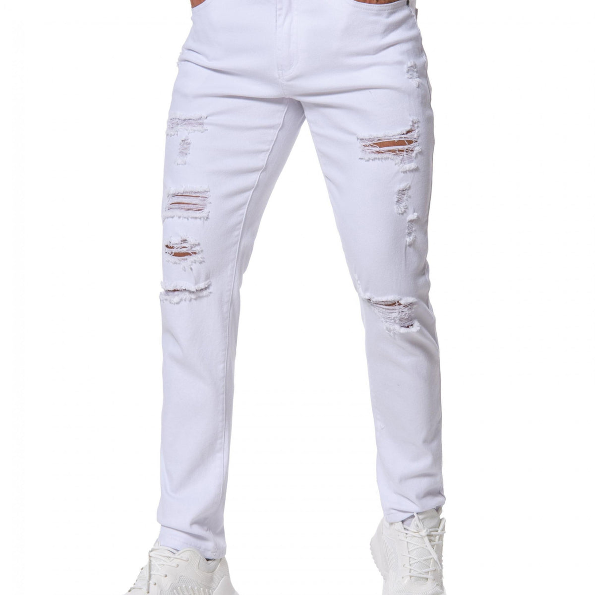 Men's Slim Fit Ripped Jeans Casual Street Style Denim Pants