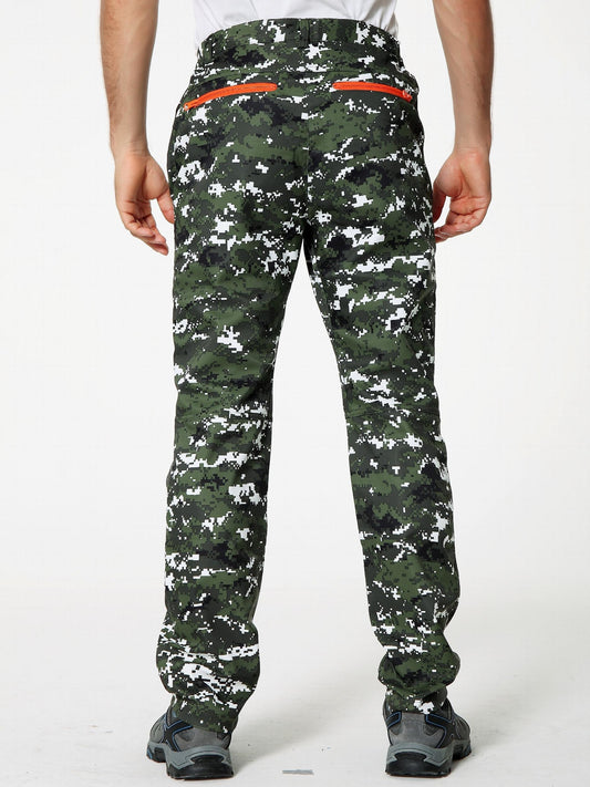 Men's Camo Zipper Pocket Pants Thermal Windproof Waterproof Trousers