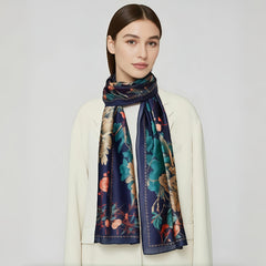 Floral Silk Scarf with Belt Lightweight & Versatile Perfect Gift