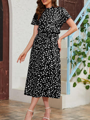 Vintage Short Sleeve Midi Dress for Spring & Summer