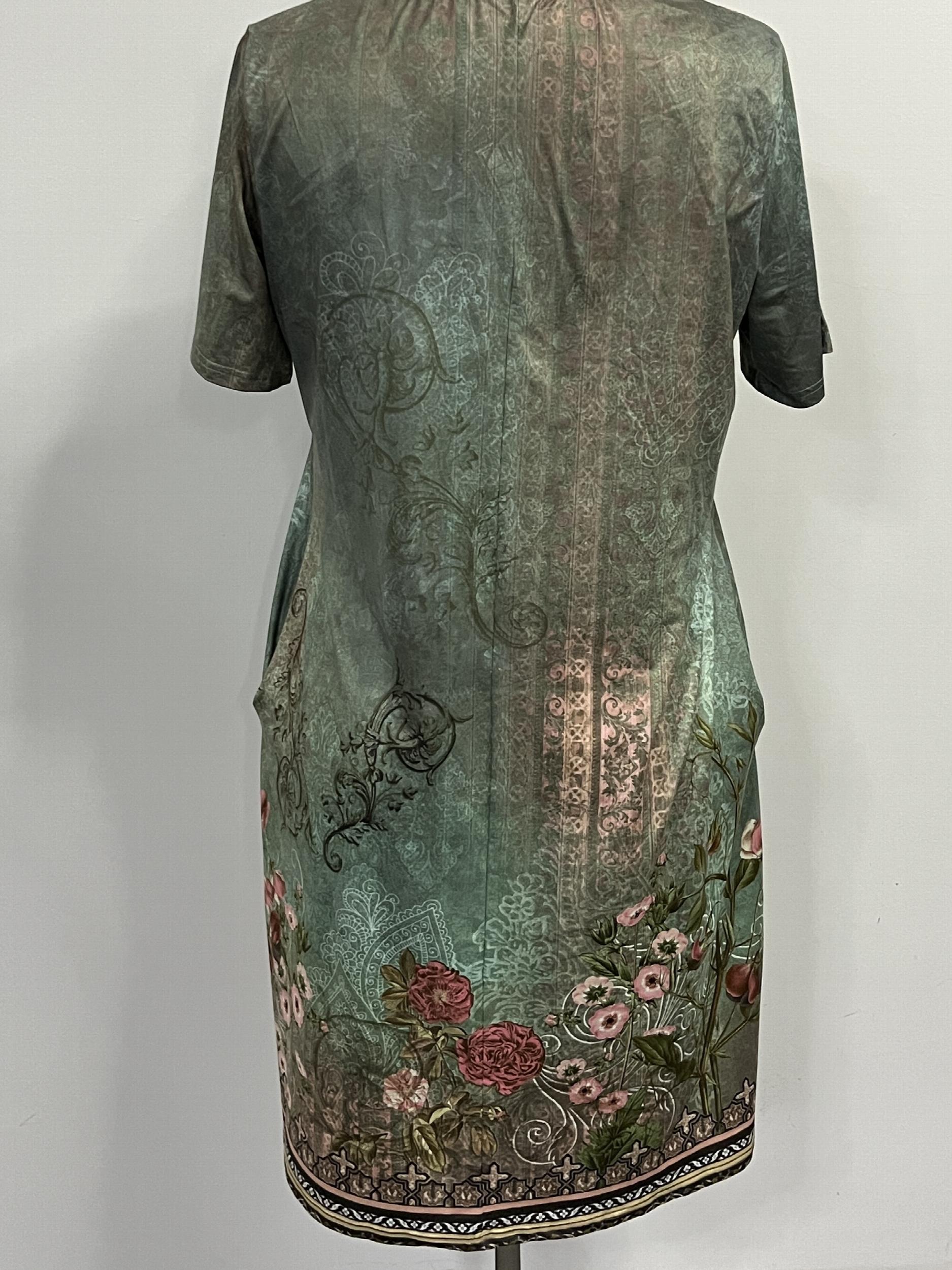  Floral Print Short Sleeve Casual Dress With Pockets